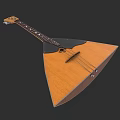 Wooden Triangular Musical Instrument Sculpture Carving with Strings and Detailed Neck