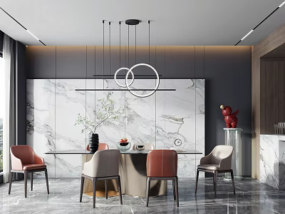 Modern Dining Table and Chair Combination 3d model