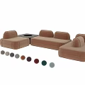 Modern Modular Sectional Sofa With Orange Gray Color Options And Center Table