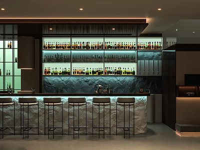 Modern Bar Bar Bar Chair Wine Bottle 3d model