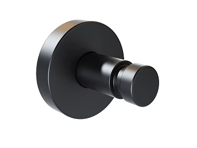 Practical Black Round Wall Mounted Bathroom Hook For Towels And Accessories 3d model