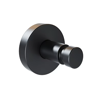 Practical Black Round Wall Mounted Bathroom Hook For Towels And Accessories 3d model