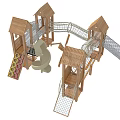 Modern slide wooden slide children slide children's playground 3d model