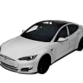 Sleek White Tesla Electric Sedan With Black Roof And Black Wheels