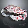 Unique White Crab With Red Spots And Detailed Shell On Dark Surface 3d model