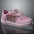 Cute Pink Kids Casual Sneakers With Cartoon Characters And Velcro Straps Design