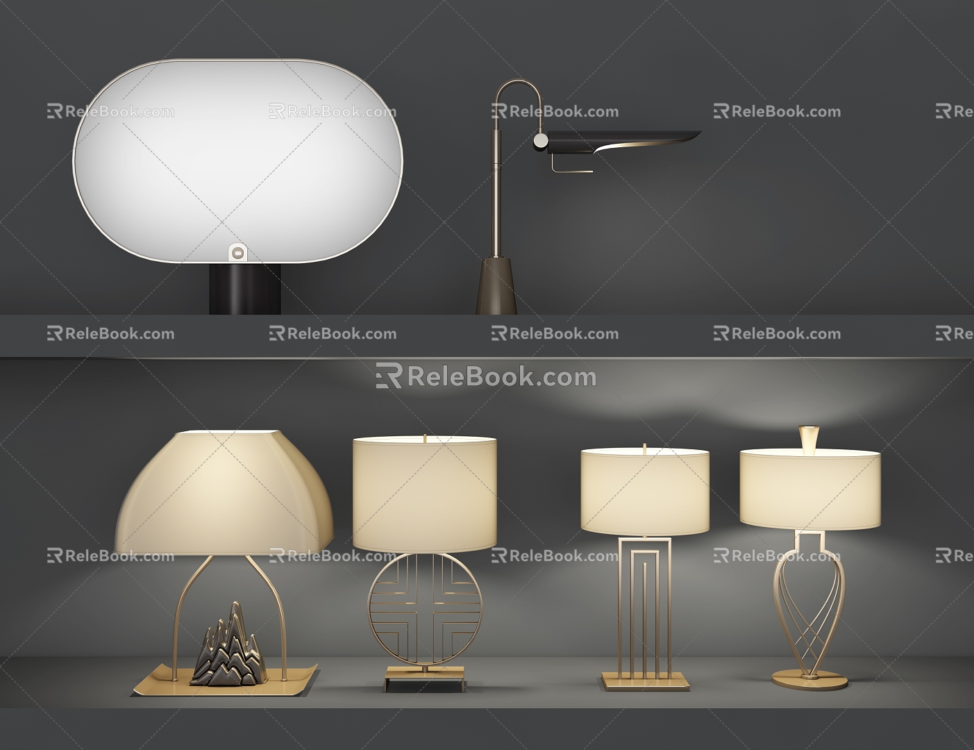 New Chinese-style Table Lamp Combination 3d model