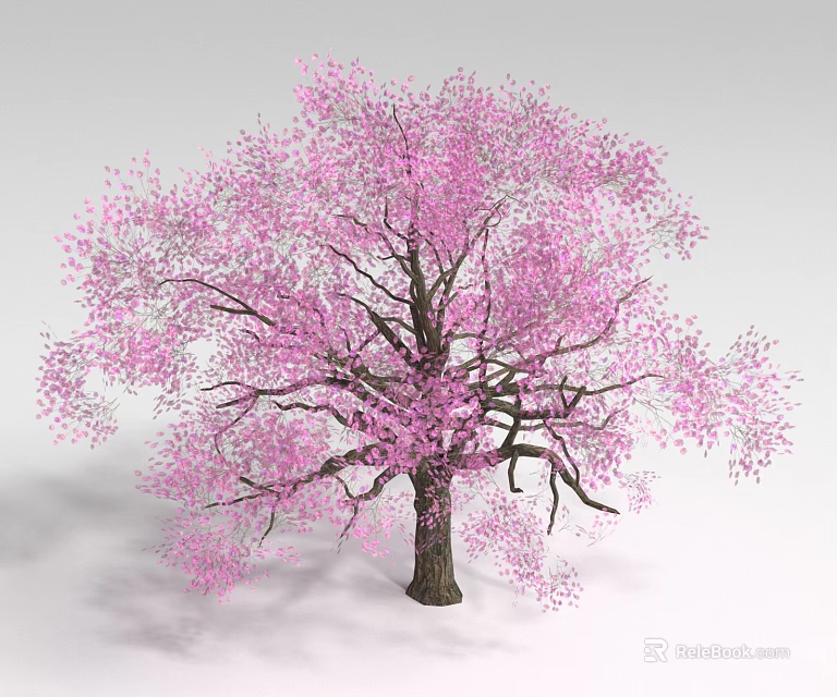 Pink Flowering Shrub With Vibrant Blooms And Brown Stem In Garden 3d model 