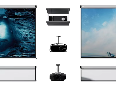High Definition Projection Surveillance System With Projectors Screens And Cameras 3d model