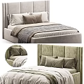Modern Bed Design With Upholstered Headboard Plush Pillows And Soft Bedding 3d model