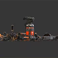 Mechanical Futuristic Weapons Collection With Orange Black Details And Intricate Tech Designs