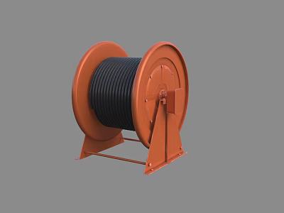 Industrial Cable Reel Equipment With Orange Frame And Black Cable Steel Stand 3d model Industrial Cable Reel Equipment With Orange Frame And Black Cable Steel Stand 3d model
