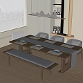 POLTRONA Dining Table and Chair Solid Wood Dining Table and Chair Table and Chair Combination Tableware Ornaments Chandelier 3d model