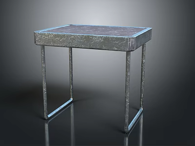 Modern Square Metal Frame Table With Textured Tabletop And Geometric Legs Design 3d model