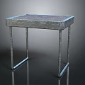 Modern Square Metal Frame Table With Textured Tabletop And Geometric Legs Design 3d model