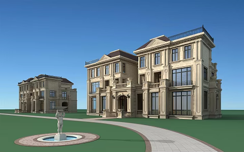 European-style single-family villa 3d model