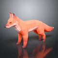 Low Poly Orange Fox 3D Model with Reflective Surface and Stylized Design 3d model