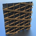 Geometric Wooden And Black Grid Panel Structure For Decorative