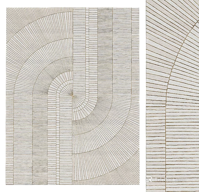 Square Rug With Geometric Lines Design And Neutral Tones For Modern Living Room Decor 3d model 