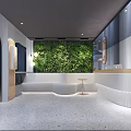 Modern Dental Clinic Interior With Dental Chair Surgical Lamp Computer Wooden Cabinets And Painting