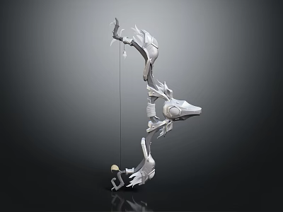 Mythical Silver Dragon Themed Decorative Bow With Intricate 3D Rendered Details 3d model