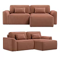 Modern Brown Sectional Sofa With Soft Cushions Modular Comfortable Design 3d model