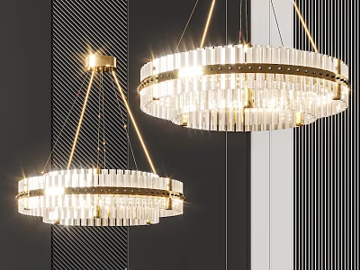 Modern Crystal Chandelier With Gold Frame And Long Hanging Crystals For Interior Lighting 3d model