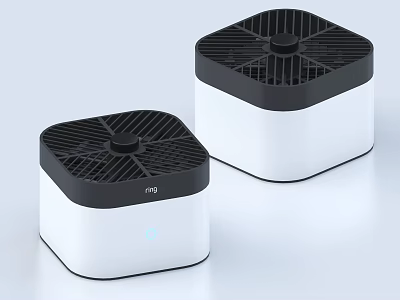 Two White Square mg Digital Gadgets with Black Grille Tops and Modern Design 3d model
