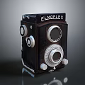 Vintage ELMOFLEX Twin Lens Camera With Retro Black Body And Silver Dials