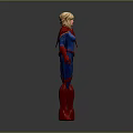 Superhero Character Front And Back Views With Blue Bodysuit Red Cape Gloves And Boots