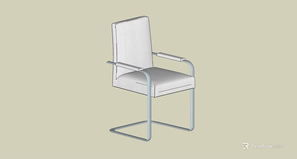 Modern Upholstered Office Chair With Padded Seat Back Metal Frame And Armrests 3d model 