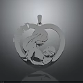 Silver Heart Shaped Fashion Jewelry Pendant With Mother And Child Design And MOM Lettering