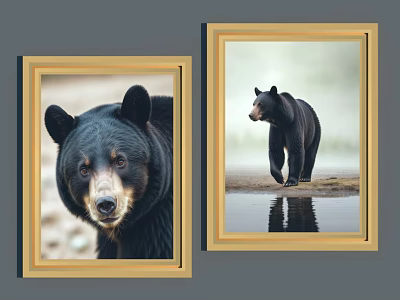 Black Bear Decorative Painting Animal Hanging Painting Animal Decorative Painting Decorative Painting Creative Painting 3d model