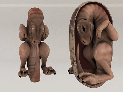 Baby Dinosaur 3D Models in Egg Shell and Hatching Pose Realistic Prehistoric Creature Design 3d model