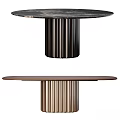 Modern Functional Table With Round Tabletop And Fluted Column Base Design 3d model