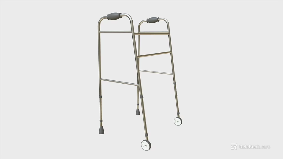 Medical Walker Device with Adjustable Height Wheels and Handlebars for Elderly Mobility 3d model 