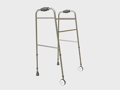 Medical Walker Device with Adjustable Height Wheels and Handlebars for Elderly Mobility 3d model