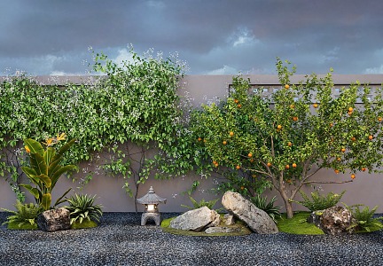 Landscape Styling Tree Pomegranate Tree Vine Climbing Vine Landscape Stone 3d model