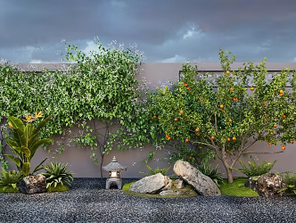 Landscape Styling Tree Pomegranate Tree Vine Climbing Vine Landscape Stone 3d model