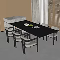 Modern Dining Table and Chair Combination Dining Chair Island Table 3d model