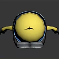 Yellow Minion Character With Goggles Blue Overalls And Serious Expression On Gray Background