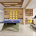 Company Activity Room With Honor Display Shelves Treadmill And Ping Pong Table