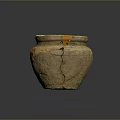 Traditional Handcrafted Ceramic Sculpture Featuring Textured Surface Crackled Design And Orange Accents