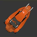 Futuristic Orange Motorcycle With Sleek Body Transparent Windshield And White Wheels