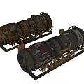 Large Industrial Equipment With Metal Structure Pipes Cables Gear Components And Rustic Finish