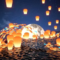 Fish lamp lantern moon lantern koi kongming lantern meichen lantern clock lighting device fish leaping carp fish 3d model