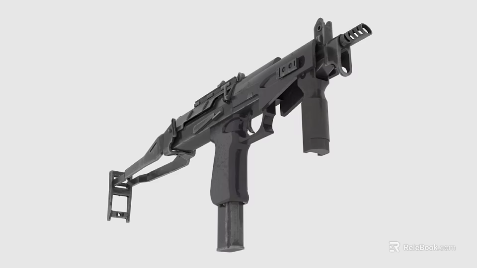 Modern Tactical Assault Rifle With Folding Stock And Picatinny Rail System 3d model 