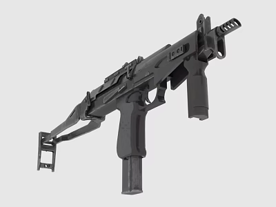 Modern Tactical Assault Rifle With Folding Stock And Picatinny Rail System 3d model
