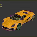 Yellow Sports Car With Sleek Design Black Roof Rear Spoiler And Silver Wheels