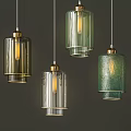 Modern Glass Pendant Lights With Brass Details And Colorful Shades For Interior Lighting
